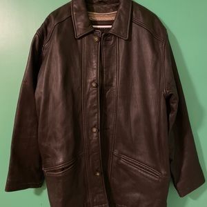 Perry Ellis Brown Leather Jacket